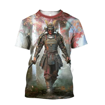 Samurai Shaman Warrior, Япония, Мужские футболки с 3D принтом, топы, тройники, летняя одежда унисекс из молочного волокна, мягкость-2