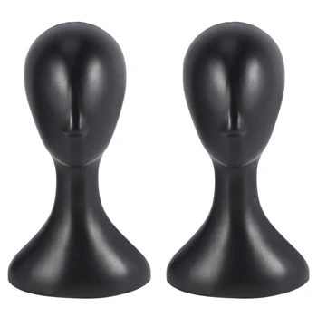 2X Женская высокая пластиковая голова, парик, женская модель, голова Черного цвета