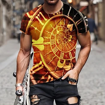 2023 Новая модная футболка мужская с 3D часами и графическим принтом Футболки