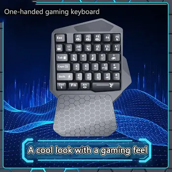 Игровая клавиатура с радужной подсветкой, маленький 35-клавишный контроллер для одной руки, облегченная подставка для запястий, игровая клавиатура для геймерских видеоигр