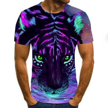 Летняя модная брендовая футболка tiger 3D, мужская футболка с 3D аниме, крутая бежево-белая футболка с головой волка, футболка Harajuku, футболки на заказ