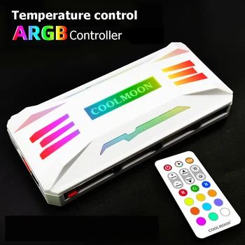 Контроллер COOLMOON RGB 4Pin PWM 5V 3Pin ARGB Охлаждающий вентилятор Smart Интеллектуальный дистанционный контроль температуры для корпуса ПК Шасси