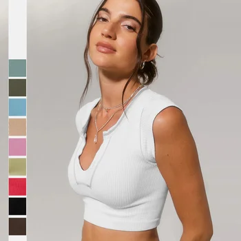 Женский облегающий ультракороткий сексуальный топ для пикантной девушки, вязаная весенне-осенняя футболка с подкладкой