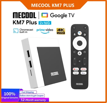 MECOOL KM7 PLUS Android 11 TV Box 2 ГБ 16 ГБ DDR4 Vstro Player Сертифицированный Google 4K Amlogic HDR10 2,4 G / 5G WIFI Приставка Новейший TV BOX