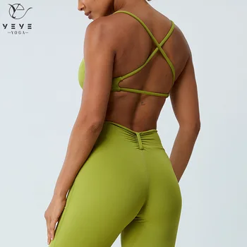 Женский сексуальный бюстгальтер для йоги со средней поддержкой крест-накрест на спине, спортивный бюстгальтер с ремешками для женщин