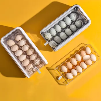 Выдвижная Пылезащитная пластиковая Двухслойная коробка для яиц Выдвижной ящик для хранения яиц Холодильник Организация хранения яиц Бытовое использование