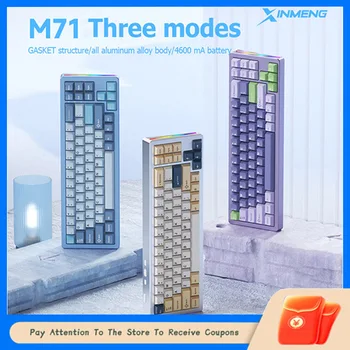 Клавиатура Xinmeng M71 Tri Mode Bluetooth 2.4 g Проводная Механическая Клавиатура С Rgb Подсветкой Hotswap Для Киберспортивных Геймеров, Аксессуар Для ПК, Подарки