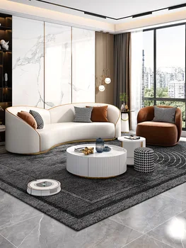 Внутренний диван в итальянском стиле из натуральной кожи для гостиной, роскошный гостиничный диван