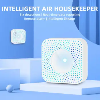 Автоматизация умного дома 6 В 1 Wifi Smart Life Pm2.5 Co2 Датчик температуры и влажности формальдегида Детектор контроля качества воздуха
