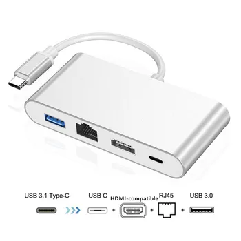 Type C-HDMI-совместимый 4K Gigabit Ethernet Lan RJ45 USB C PD USB 3.0 Адаптер OTG-Концентратор OTG для MacBook Samsung S8/S9 Dex Huawei
