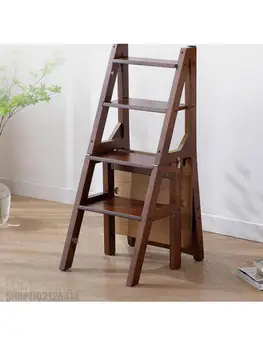 Бытовой складной лестничный стул из массива дерева, табурет для лестницы двойного назначения, табурет для лестницы, деревянная лестница, многофункциональный стул для лазания