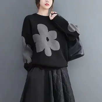 Утолщенный теплый свитер, женская осенне-зимняя одежда 2023 года, новый стиль корейского вязаного свитера с низом, женская эстетика