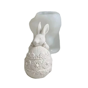 Силиконовая форма для свечей ручной работы, цветное яйцо с кроликом, эпоксидно-гипсовая форма для домашнего декора N84C