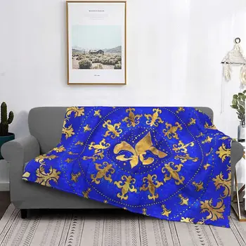 Пледы из флиса Fleur De Lis Lapis Lazuli с изображением цветка Лилии Одеяло для дома спальни Легкие Тонкие постельные принадлежности