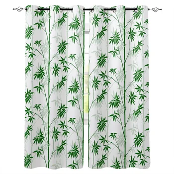 Растительный бамбук, зелено-белые шторы для гостиной, детской спальни, Жалюзи, занавески для окон, Балкон, Холл, Изготовленные на заказ длинные шторы Cortinas