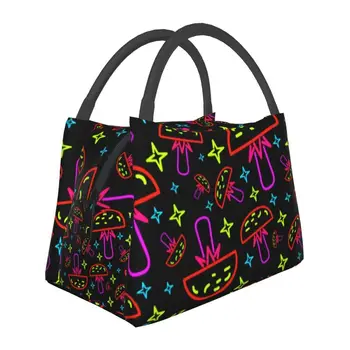 Изготовленные на заказ сумки для ланча Psychedelic Magic Neon Trippy Mushrooms, женские теплые ланч-боксы с изоляцией для работы, отдыха или путешествий