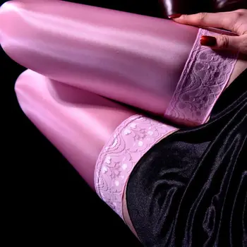 Атласные кружевные глянцевые чулки, женские шелковые носки до колена с гладким блеском, Компрессионные Сексуальные трусики, женское нижнее белье