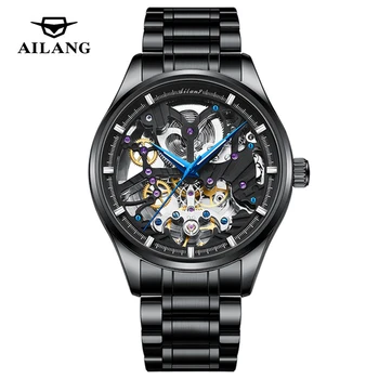 Мужские механические часы класса люкс AILANG Tourbillon из нержавеющей стали, водонепроницаемые мужские наручные часы со светящимся автоматическим каркасом