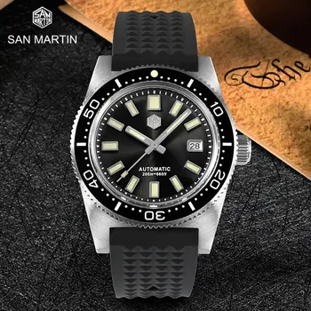 Мужские часы San Martin Diver NH35 Автоматические механические часы с окошком даты из сапфирового стекла 200 м Водонепроницаемые суперсветящиеся часы C3