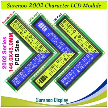 Surenoo 146*43 мм 202 20X2 2002 Большой Символ Большой ЖК-модуль Экран Дисплея Панель LCM Параллельный IIC I2C USB USB2LCD