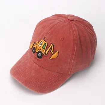 Выстиранная Летняя кепка из 100% хлопка для мальчиков и девочек, бейсбольные кепки, детская солнцезащитная кепка-экскаватор, кепки-бейсболки Snapback от 2 до 8 лет