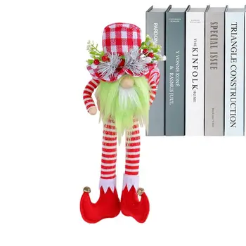 Сидящая фигура Гном Рождественский Плед Безликая Кукла Орнамент Длинные Ноги Зеленая Борода Стол Камин Домашнее Рождественское украшение