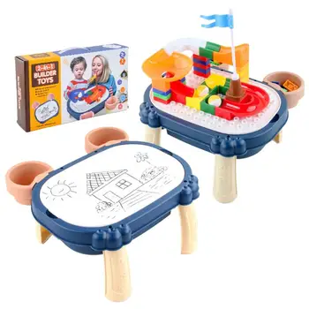 Стол для занятий с малышами, набор детских сенсорных игровых столов 2 в 1, стол для занятий рисованием зданий для малышей, развивающее обучение
