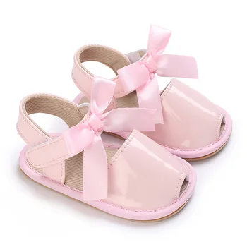 0-18 м Летняя обувь для новорожденных девочек, Сандалии, Милая обувь принцессы с бантом, Сандалии на мягкой подошве, первые ходунки для малышей