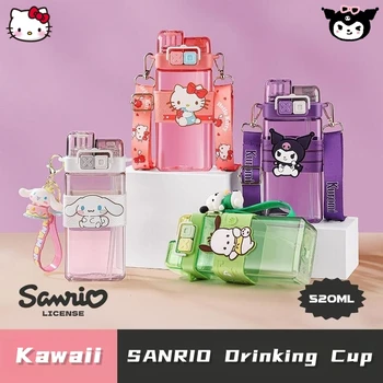 520 мл Hello Kitty Kuromi Милая Двойная Чашка Для Питья Большой Емкости Аниме Cinnamoroll Портативный Чайник Мультяшная Чашка Для Питья Kawaii Подарок