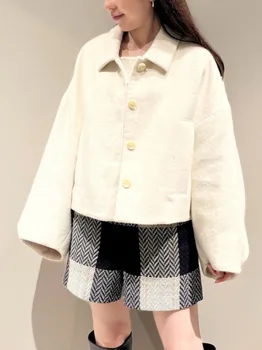 Женские куртки с японским отворотом и длинным рукавом, Простые Свободные Chaqueta Mujer, Осень 2023, Новые Однобортные пальто Ropa Mujer