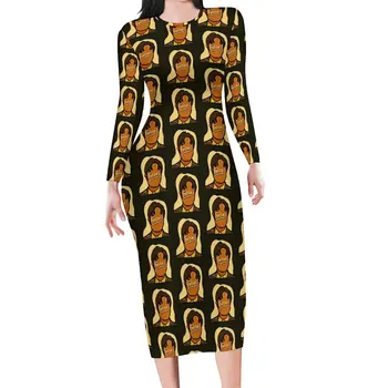 Облегающее платье Дуайта Шрута, Осенние ретро-платья для офисных служащих, женское уличное платье с длинным рукавом 3XL 4XL 5XL